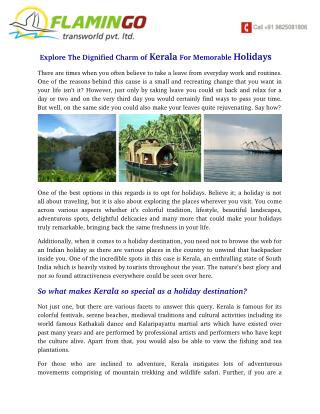 Explore The Dignified Charm of Kerala For Memorable Holidays