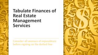 Tabulate Finances of Real Estate Management Services