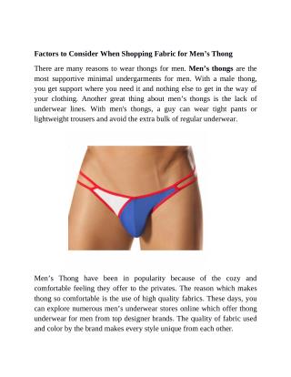 Factors to Consider When Shopping Fabric for Men’s Thong