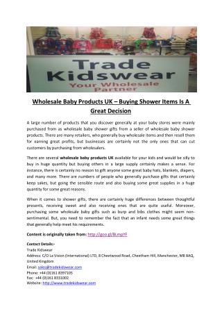 Wholesale Baby Products UK – Buying Shower Items Is A Great Decision