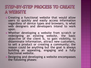 Step-By-Step Process to Create a Website