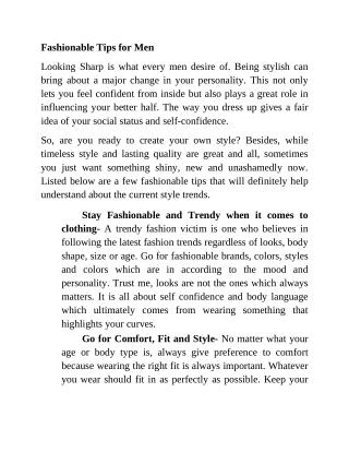 Fashionable Tips for Men