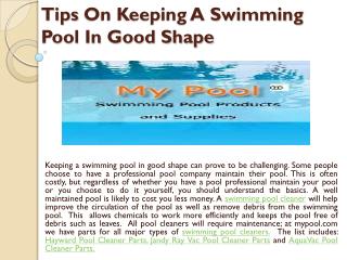 Tips on keeping a swimming pool in good shape