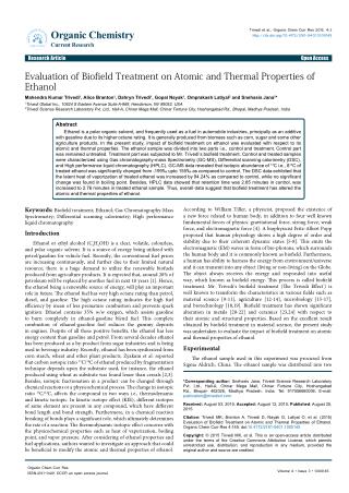 Evaluation of Biofield Treatment on Atomic and Thermal Properties of Ethanol