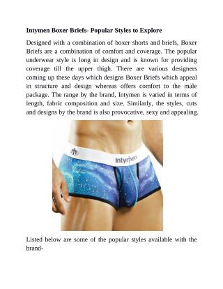 Intymen Boxer Briefs- Popular Styles To Explore