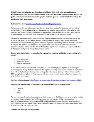 Global Research on Protein Crystallization and Crystallography Market to 2020: Analysis and Forecasts Report