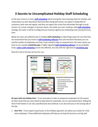 3 Secrets to Uncomplicated Holiday Staff Scheduling