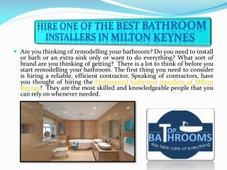 Hire One of the Best Bathroom Installers in Milton Keynes