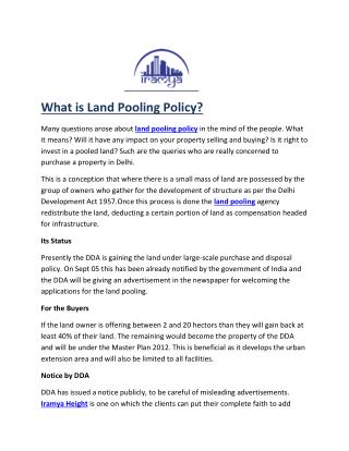 Land pooling policy- iramya.com