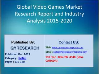 Global Video Games Market 2015 Industry Development, Research, Forecasts, Growth, Insights, Outlook, Study and Overview