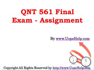 QNT 561 Final Exam Answers