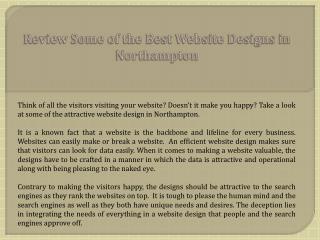 Review Some of the Best Website Designs in Northampton
