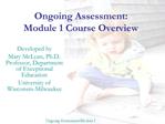 Ongoing Assessment: Module 1 Course Overview