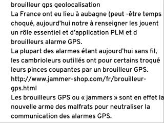 Systèmes d’alarme et brouilleurs GPS