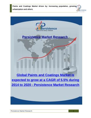 Paints and Coatings Market : Size, share, Trends Analysis to 2020