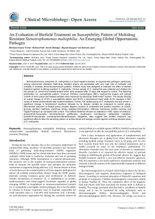 Energy Healing & Stenotrophomonas Maltophilia Susceptibility