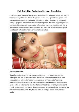 Full Body Hair Reduction Services for a Bride