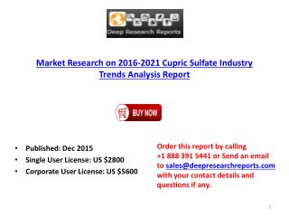 Cupric Sulfate Industry for Global and Chinese Markets Forecast to 2020