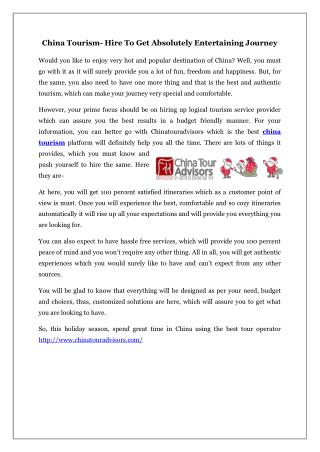 China Tourism- Hire To Get Absolutely Entertaining Journey