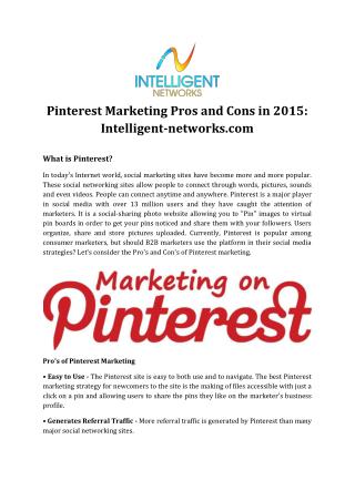 Pinterest Marketing Pros and Cons in 2015: Intelligent-networks.com