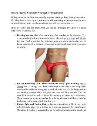 How to Impress Your Date Wearing Sexy Underwear?