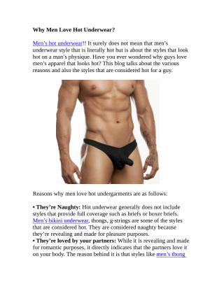 Why Men Love Hot Underwear?