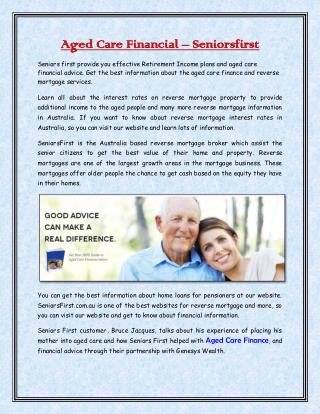 Aged Care Financial - Seniorsfirst