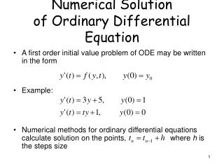 Numerical Solution of Ordinary Differential Equation