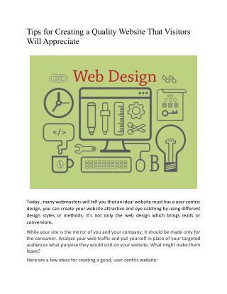 Tips for Creating a Quality Website That Visitors Will Appreciate