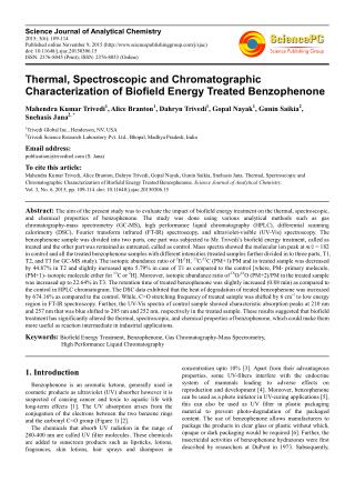 Spectral Properties of Biofield Energy Treated Benzophenone