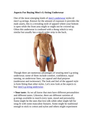 Aspects For Buying Men’s G-String Underwear