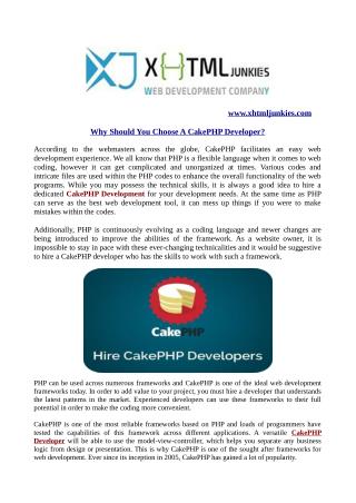 Why should you choose a cake php developer