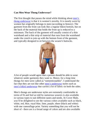 Can Men Wear Thong Underwear?