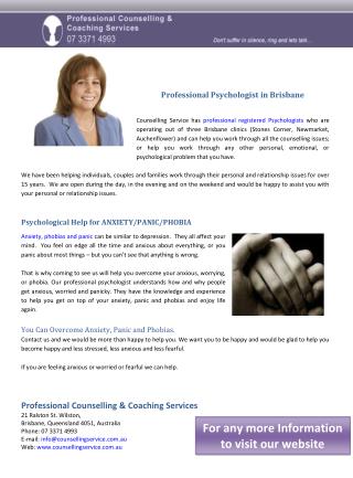 Professional Psychologist in Brisbane