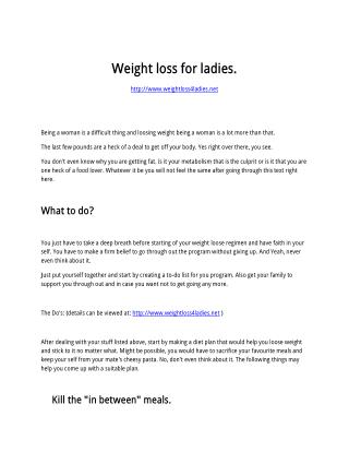 Weight loss for ladies