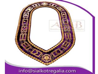 Masonic Blue Lodge chain collar purple backing