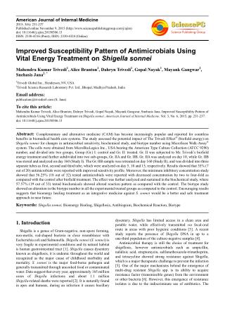 A Study on Antimicrobial Susceptibility Pattern in ShigellaSonnei