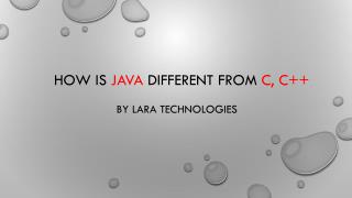 Java different from c, c at Lara Technologies.