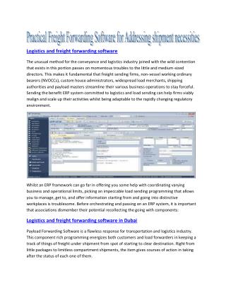 Logistics and freight forwarding software - Logistics and freight forwarding software in Dubai