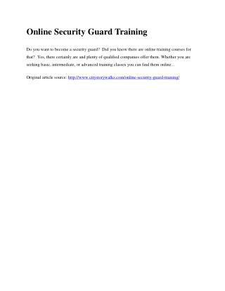 Online Security Guard Training