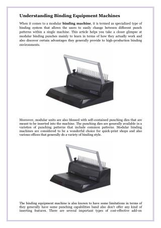 Understanding Binding Equipment Machines