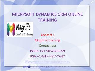 Microsoft Dynamics CRM Online Training in USA