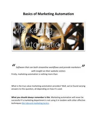 Basics of Marketing Automation