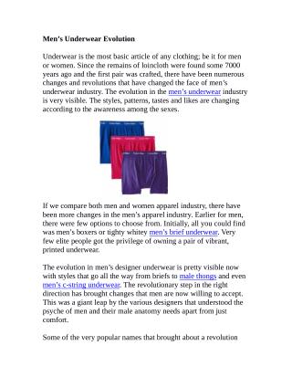 Men’s Underwear Evolution