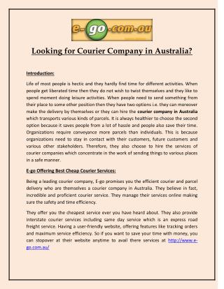 Looking for Courier Company in Australia?