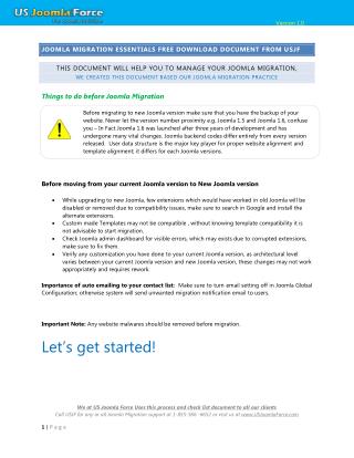 Joomla Migration Checklist - US Joomla Force