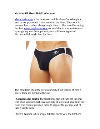 Varieties Of Men’s Brief Underwear