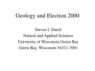 Geology and Election 2000