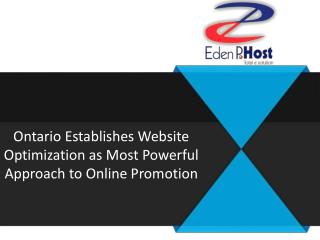 Ontario Establishes Website Optimization as Most Powerful Approach to Online Promotion