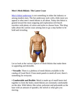 Men’s Mesh Bikinis- The Latest Craze